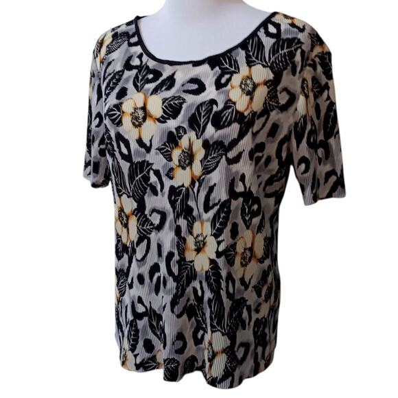 VINTAGE Accordion‎ Pleated Stretchy Top Blouse S Floral Boho Event Career Boho - Picture 7 of 9